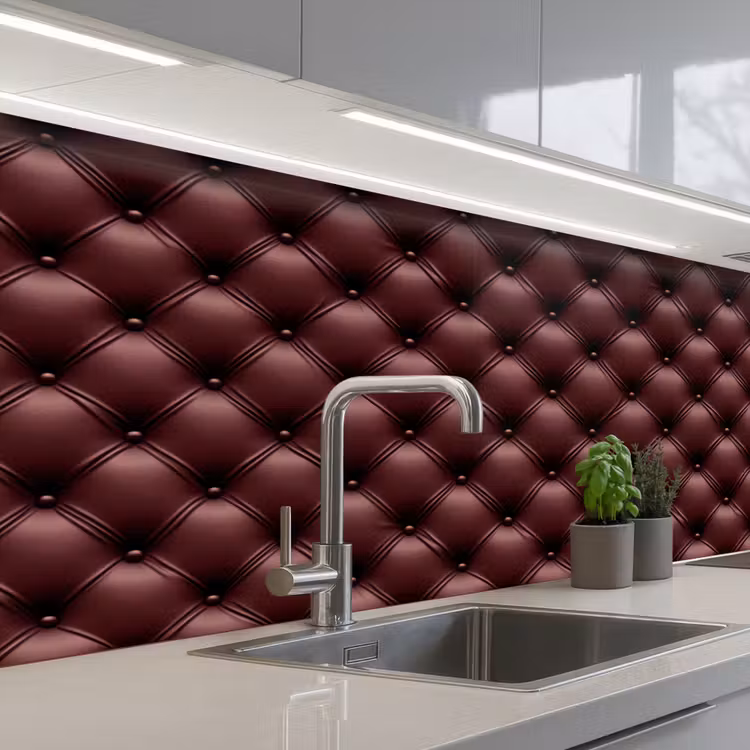 Kitchen splashback - Leather - Pattern - Bordeaux — 2