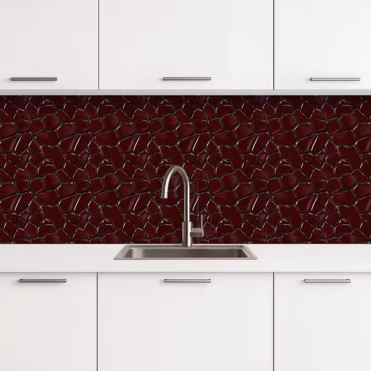Kitchen splashback - Mosaic - Tile - Bordeaux red — 4