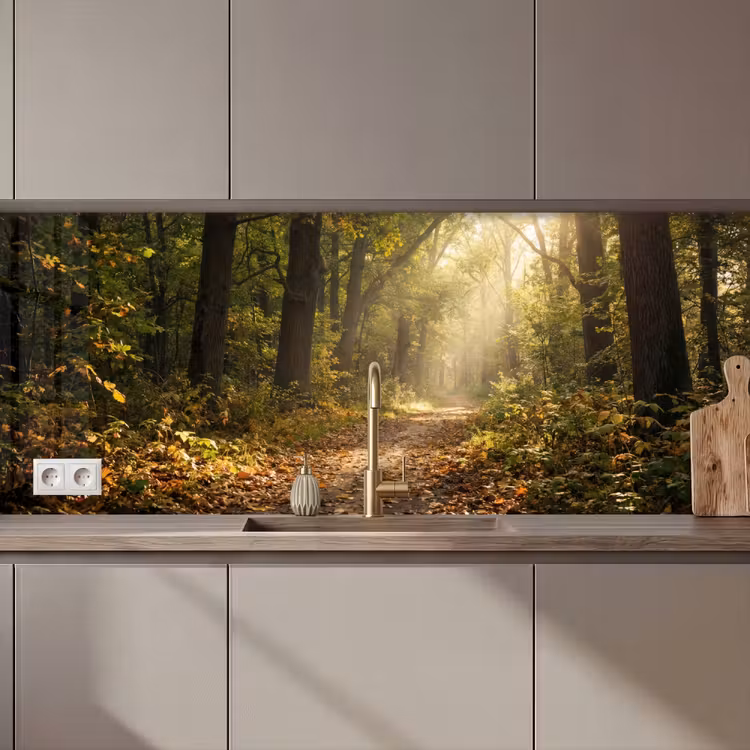 Kitchen splashback - Sunlight - Forest path - Trees — 1