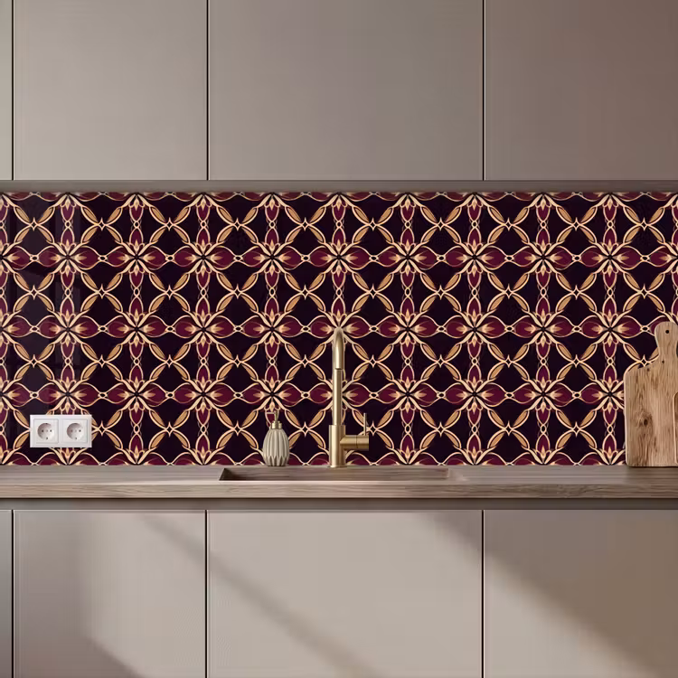 Kitchen splashback - Symmetrical - Tile - Burgundy — 1