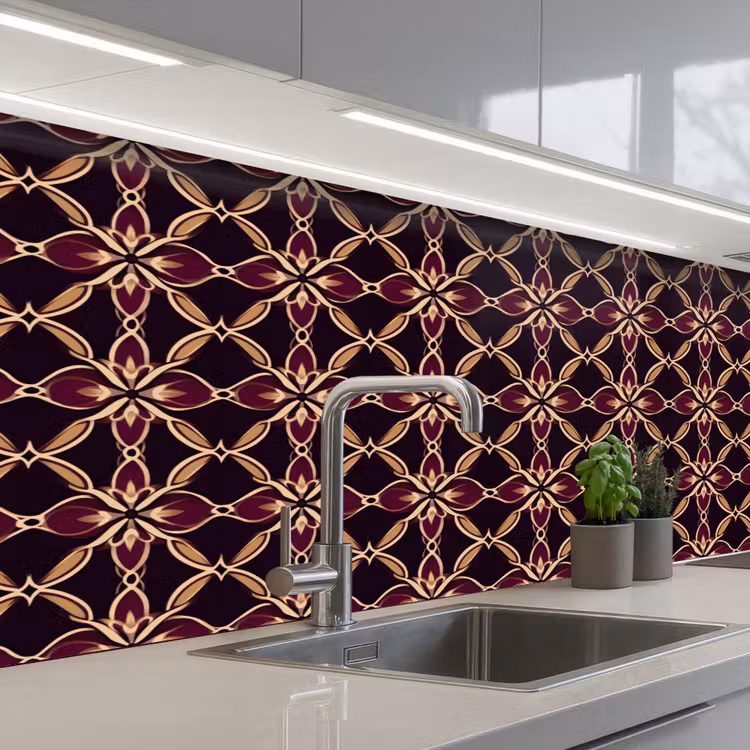 Kitchen splashback - Symmetrical - Tile - Burgundy — 2