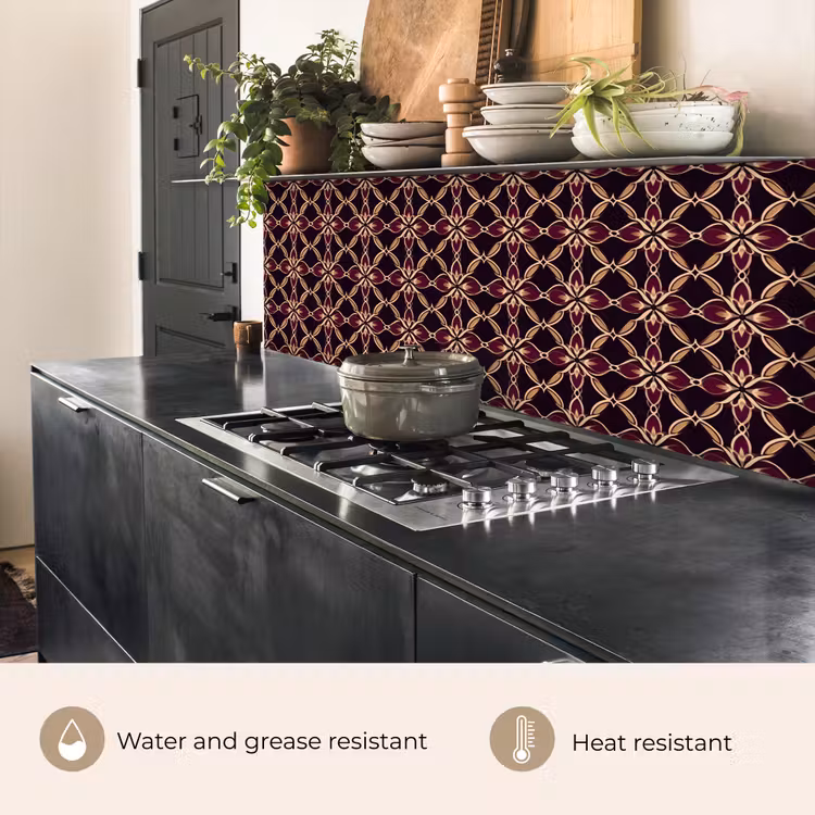 Kitchen splashback - Symmetrical - Tile - Burgundy — 5