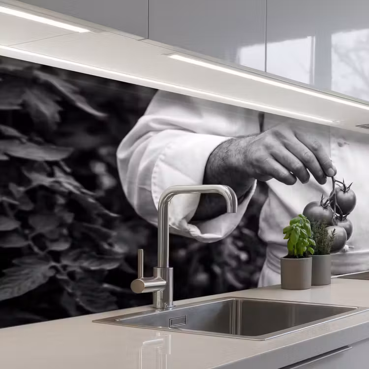 Kitchen splashback - Tomatoes - Chef - Black - White — 2