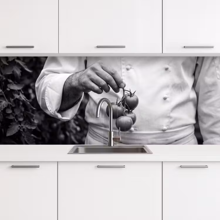 Kitchen splashback - Tomatoes - Chef - Black - White — 4