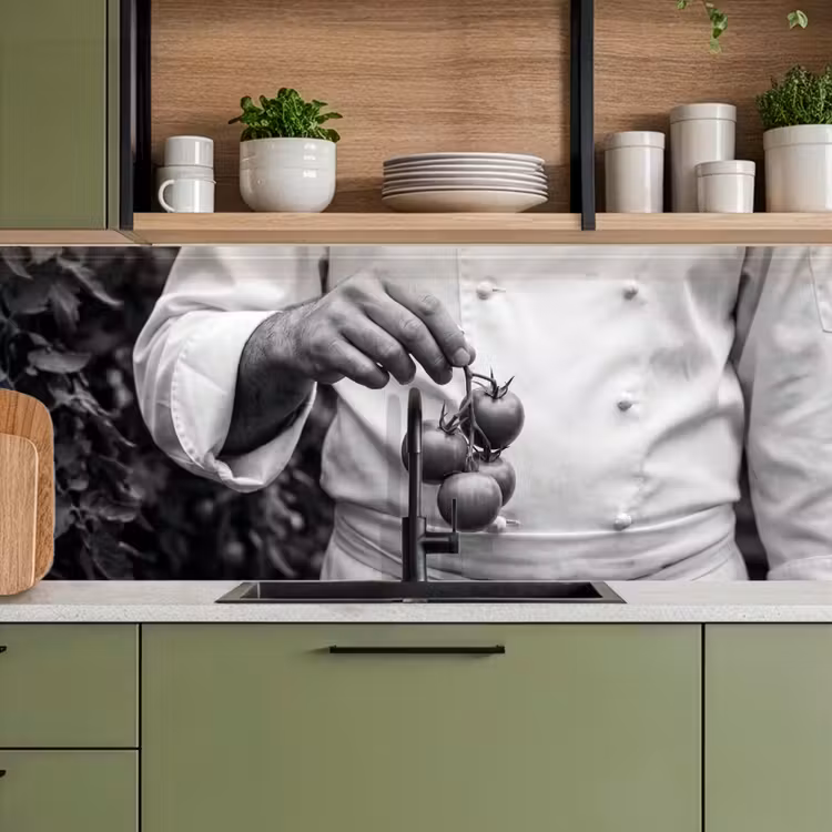 Kitchen splashback - Tomatoes - Chef - Black - White — 8