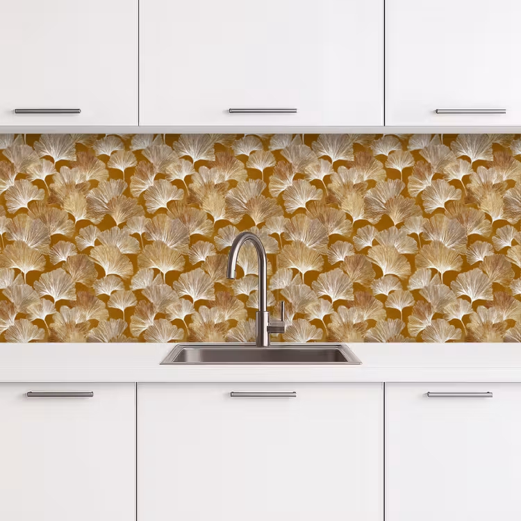 Kitchen splashback - Ginkgo - Leaves - Gold — 4