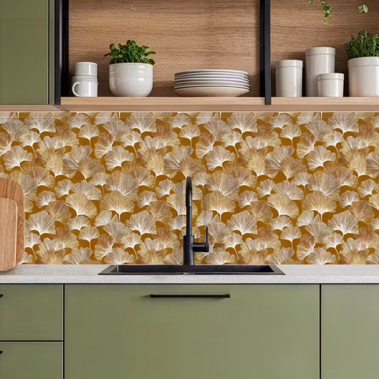 Kitchen splashback - Ginkgo - Leaves - Gold — 8