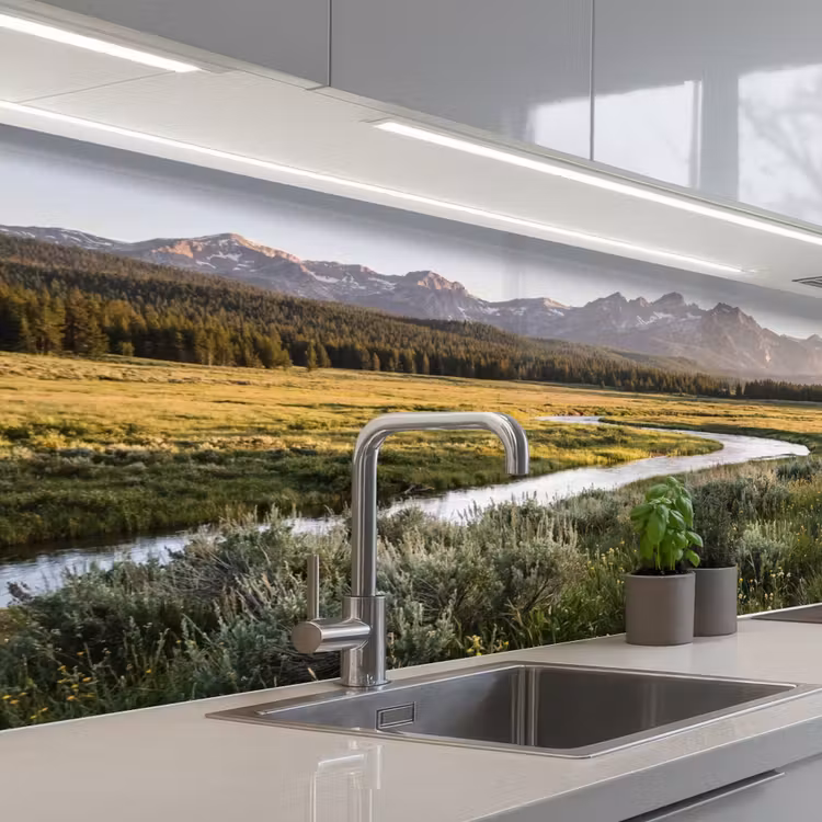 Kitchen splashback - Mountain scenery - River - Forest — 2