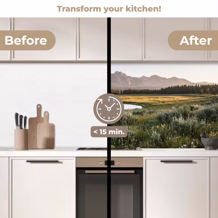 Kitchen splashback - Mountain scenery - River - Forest — 3