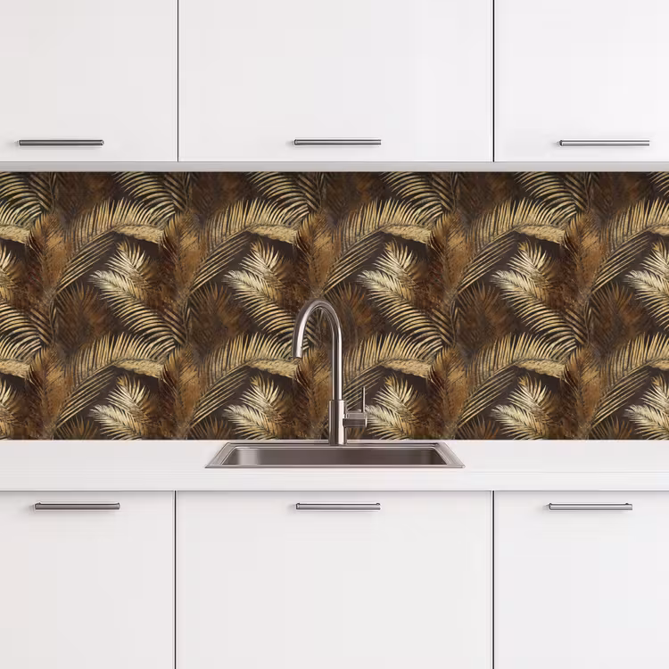 Kitchen splashback - Tropical - Leaves - Gold — 4