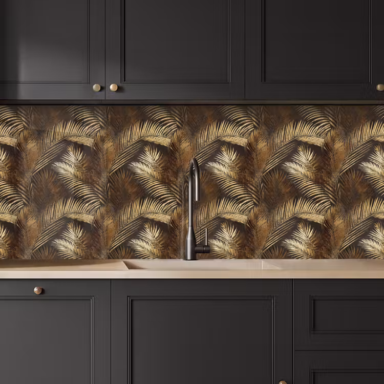 Kitchen splashback - Tropical - Leaves - Gold — 6