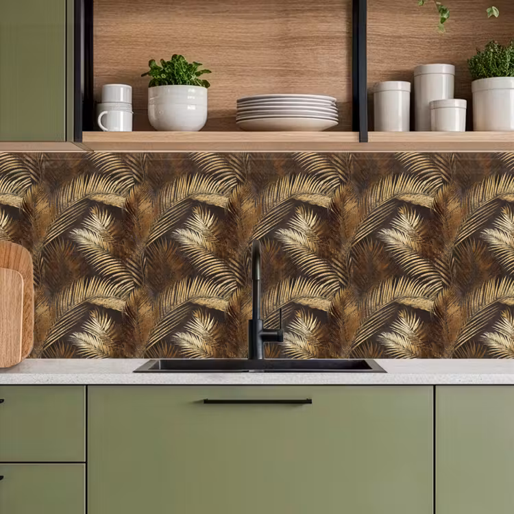 Kitchen splashback - Tropical - Leaves - Gold — 8
