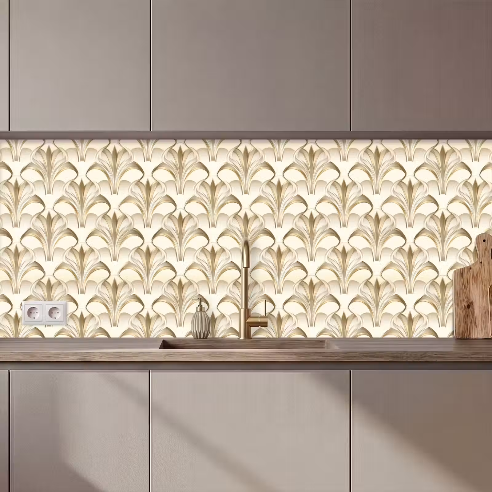 Kitchen splashback - Ornament - Baroque - Gold — 1
