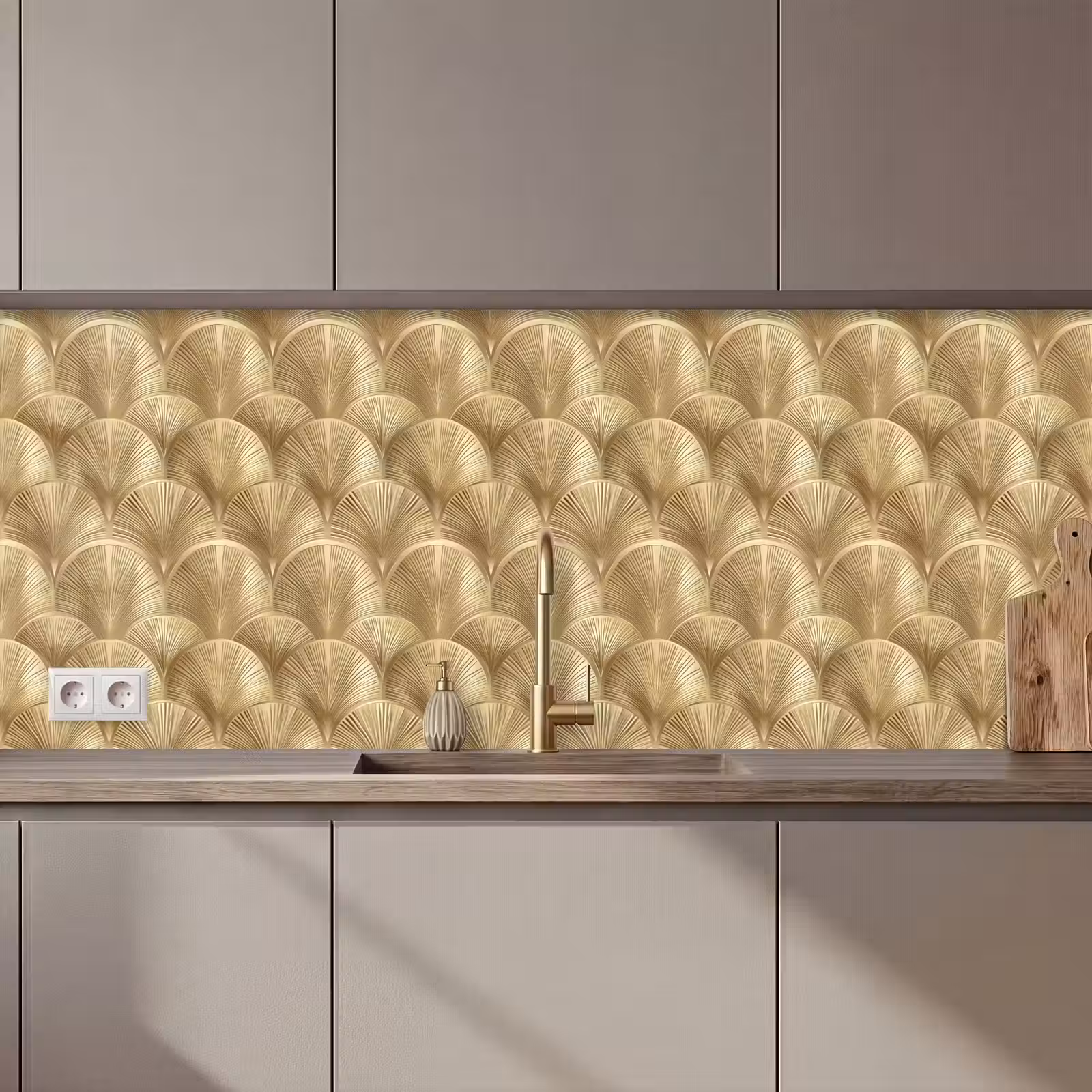 Kitchen splashback - Pattern - Fan - Gold — 1