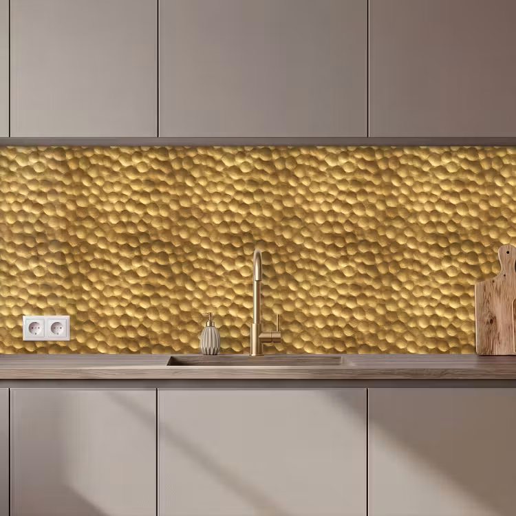 Kitchen splashback - Metal - Dynamic - Gold — 1