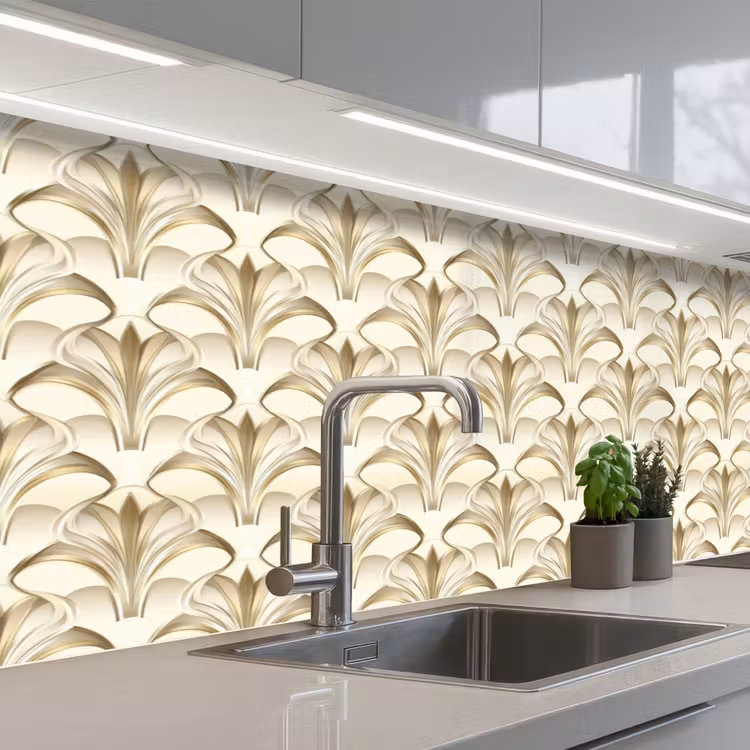 Kitchen splashback - Ornament - Baroque - Gold — 2