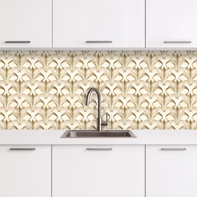 Kitchen splashback - Ornament - Baroque - Gold — 4