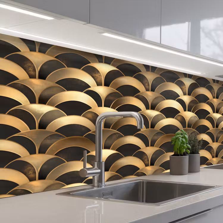 Kitchen splashback - Scales - Texture - Gold — 2