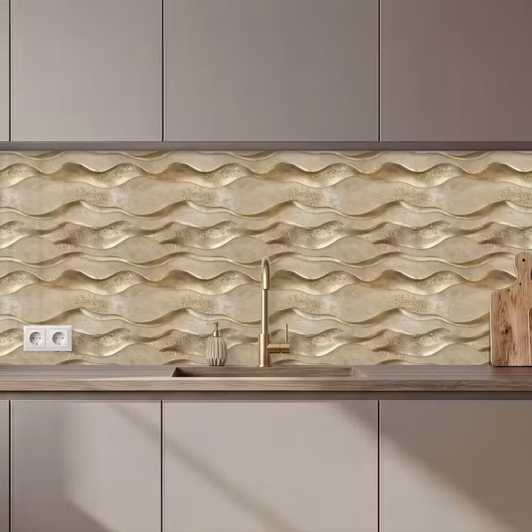 Kitchen splashback - Waves - Pattern - Gold — 1