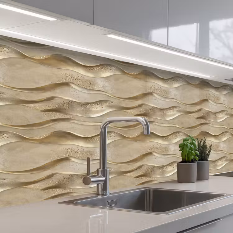 Kitchen splashback - Waves - Pattern - Gold — 2