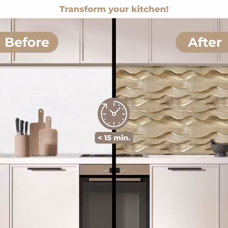 Kitchen splashback - Waves - Pattern - Gold — 3