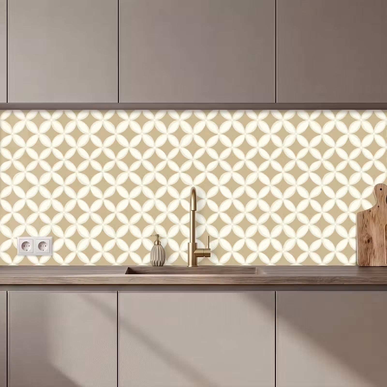 Kitchen splashback - Symmetrical - Motif - Beige — 1