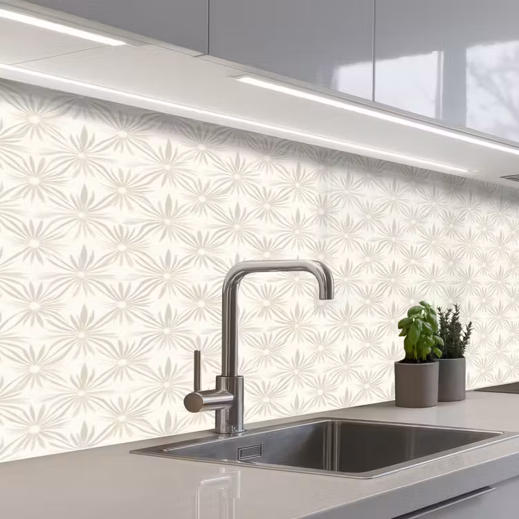 Kitchen splashback - Pattern - Flowers - Beige — 2