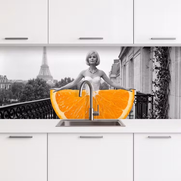 Kitchen splashback - Orange - Eiffel Tower - Woman — 4