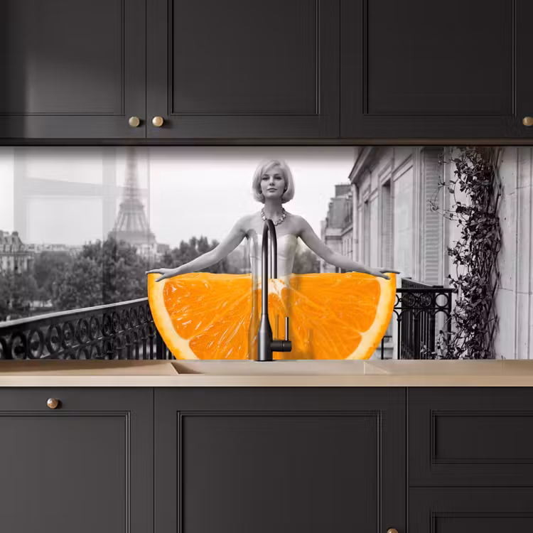 Kitchen splashback - Orange - Eiffel Tower - Woman — 6