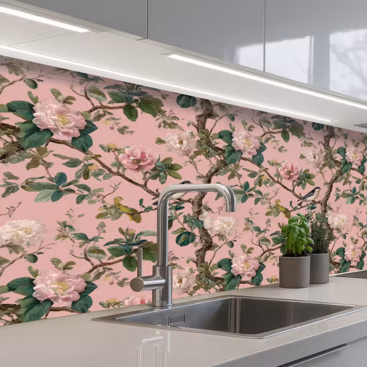 Kitchen splashback - Peonies - Botanical - Bird — 2