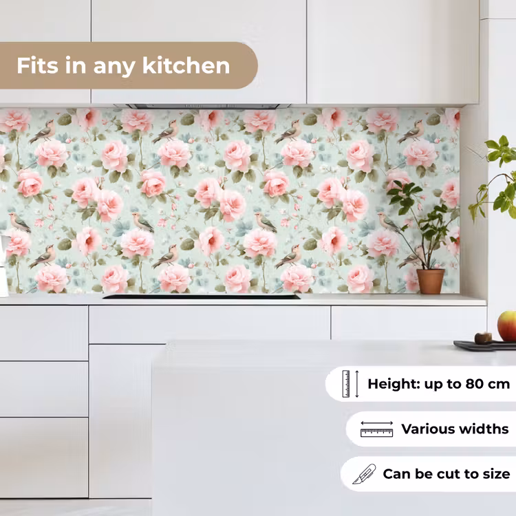 Kitchen splashback - Roses - Birds - Pastel - Colorful — 7