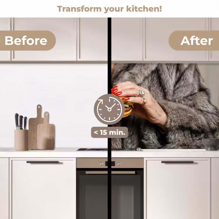 Kitchen splashback - Woman - Hamburger - Fur Coat — 3