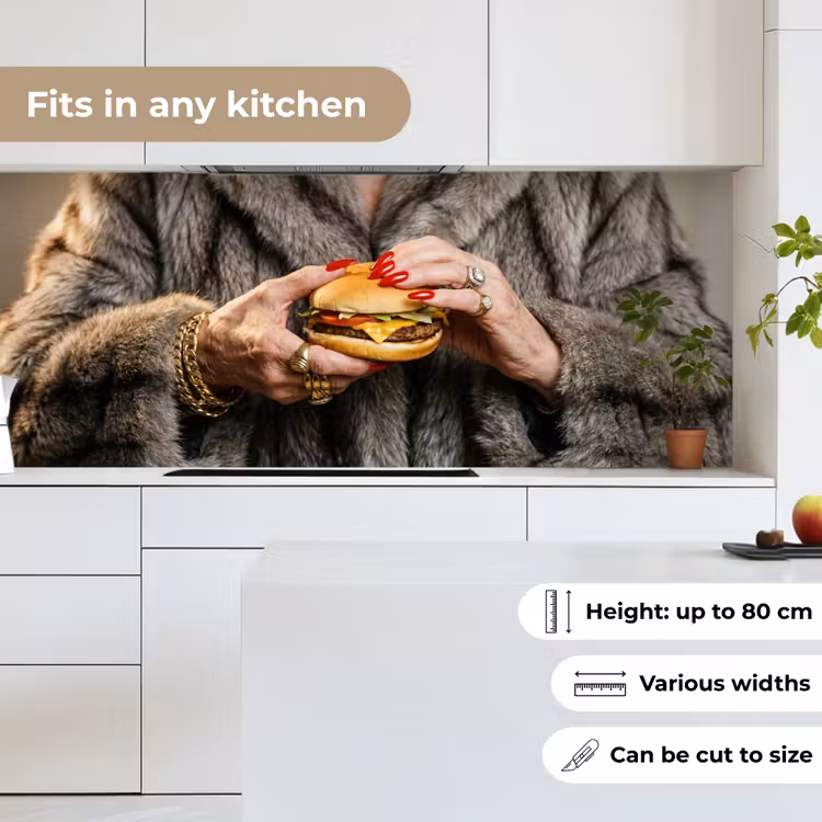 Kitchen splashback - Woman - Hamburger - Fur Coat — 7