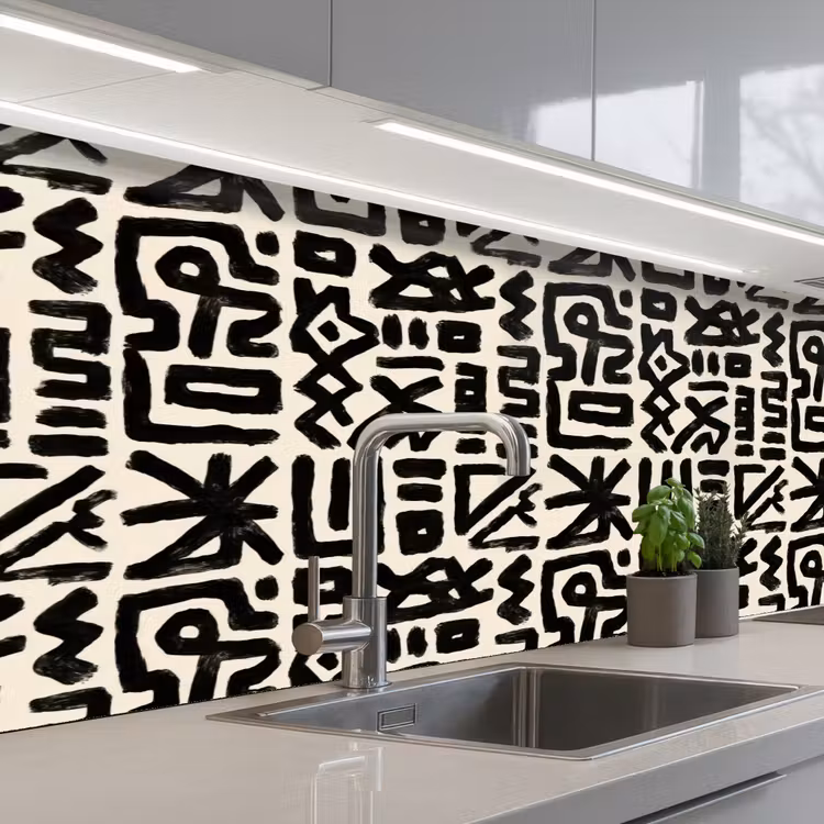 Kitchen splashback - Geometric - Figures - Black — 2