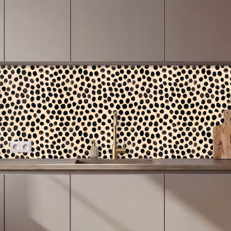 Kitchen splashback - Polka dots - Pattern - Black — 1