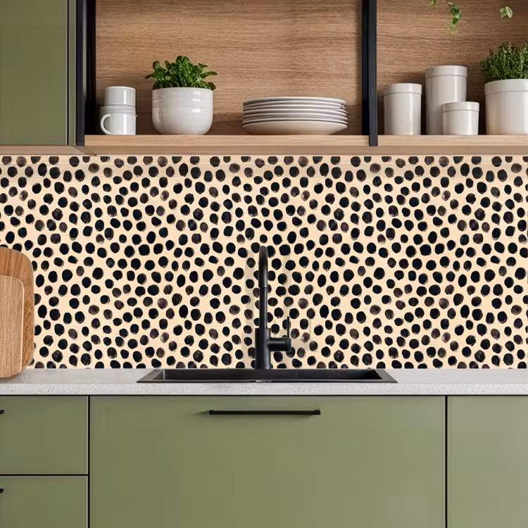Kitchen splashback - Polka dots - Pattern - Black — 8