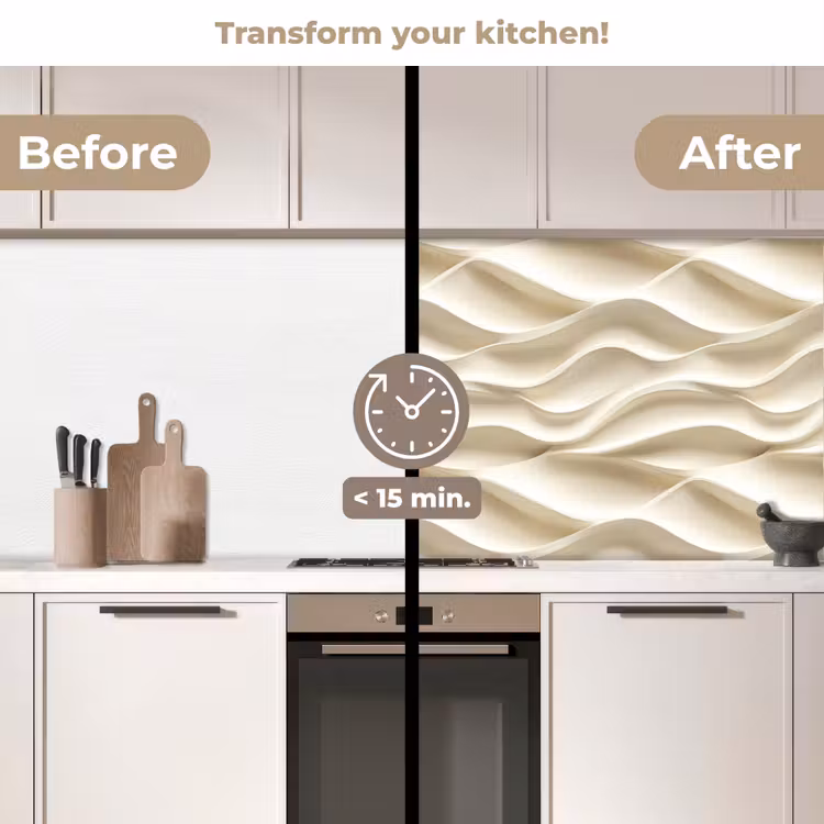 Kitchen splashback - Lines - Wavy - Cream — 3