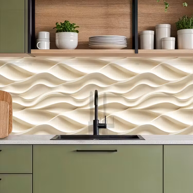 Kitchen splashback - Lines - Wavy - Cream — 8