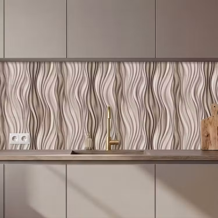 Kitchen splashback - Waves - 3D - Cream — 1