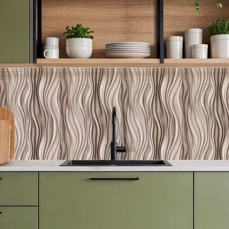 Kitchen splashback - Waves - 3D - Cream — 8