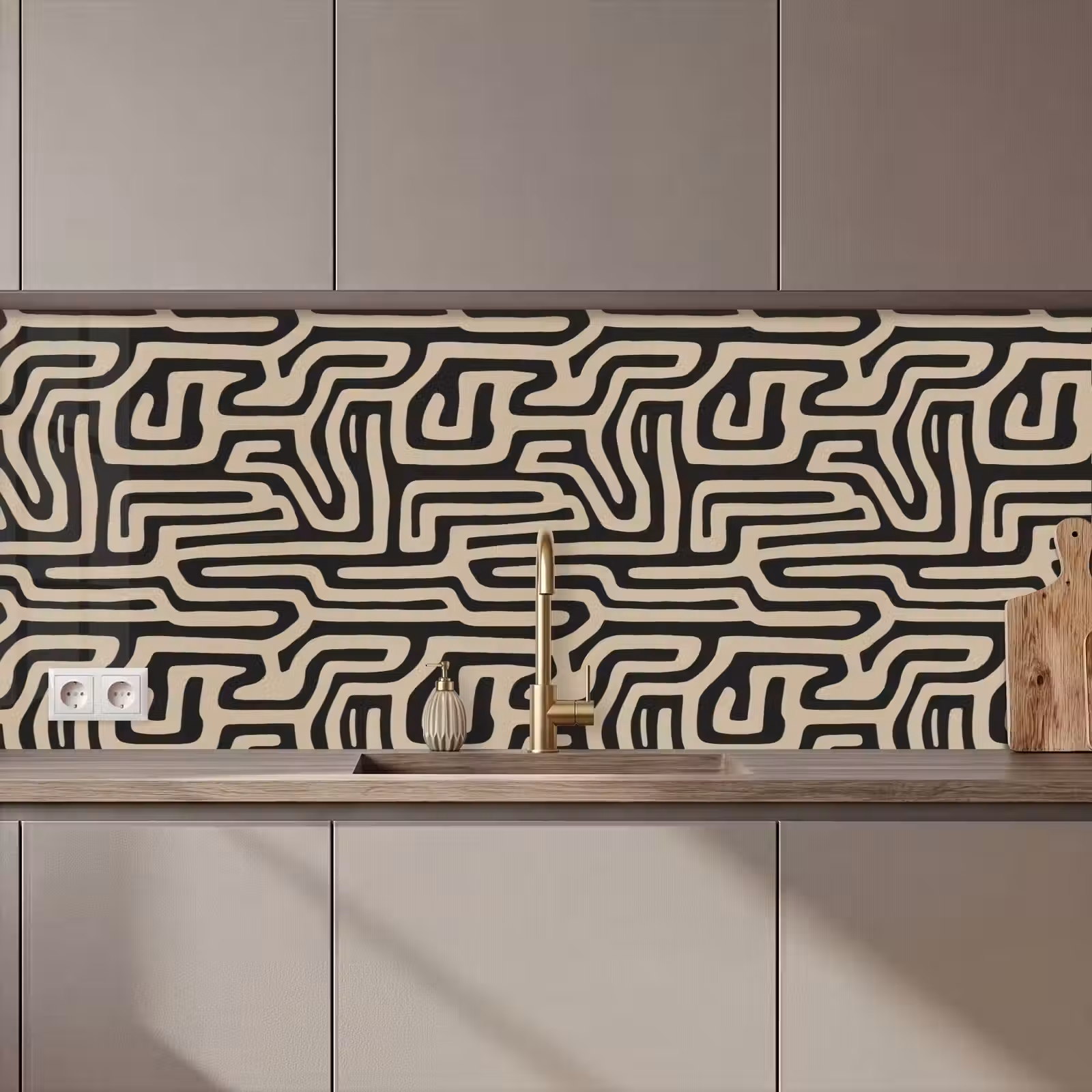 Kitchen splashback - Graphic - Lines - Black — 1