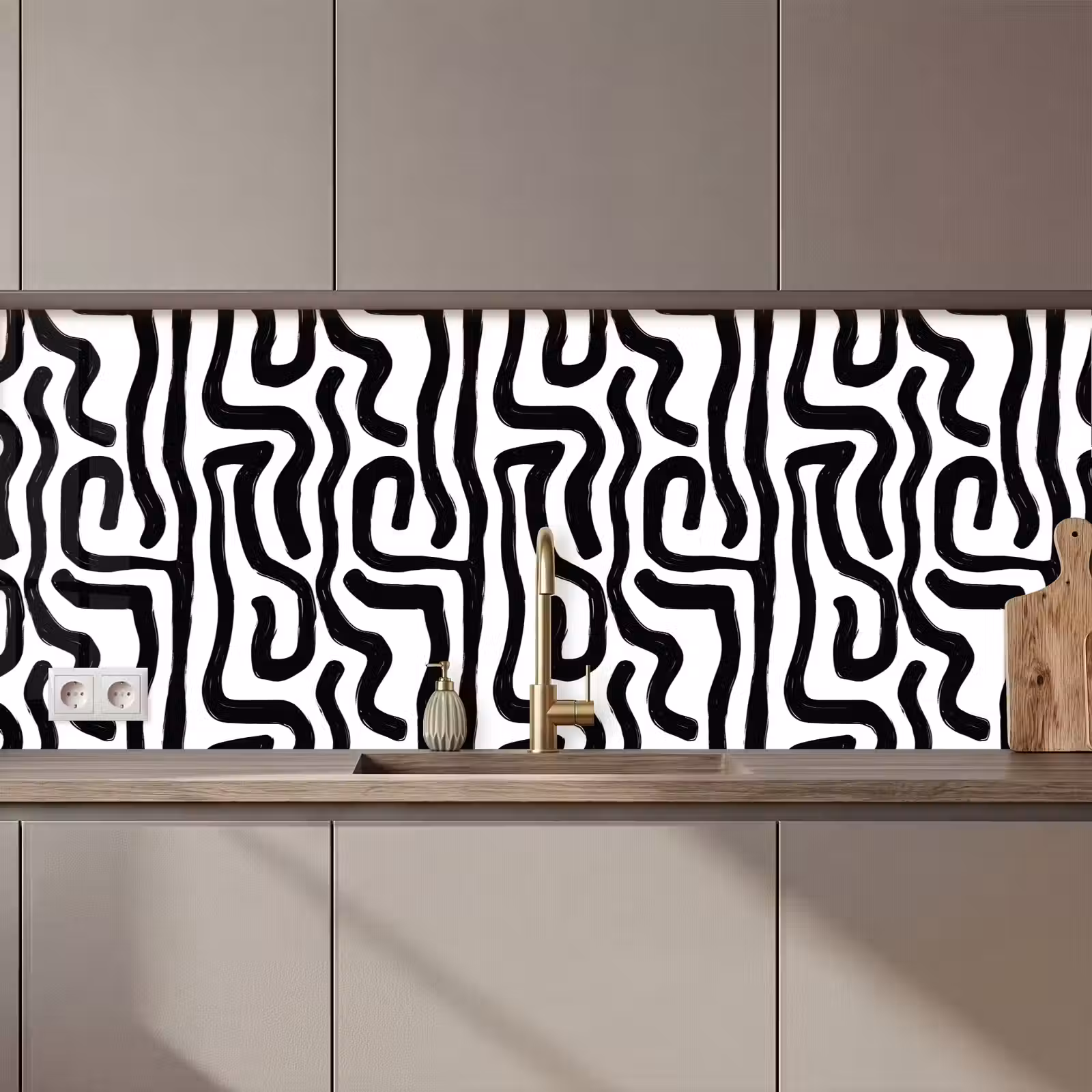 Kitchen splashback - Modern - Lines - Black — 1