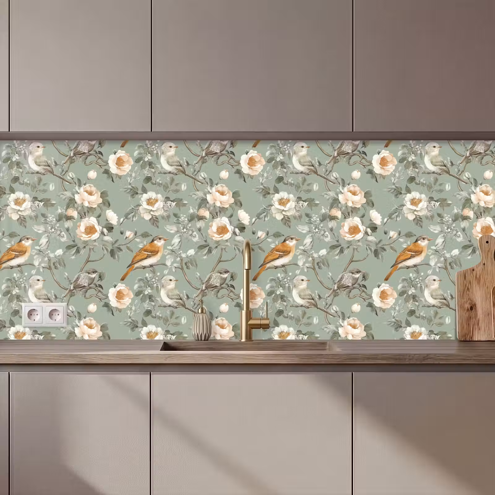 Kitchen splashback - Pink - Birds - Colorful — 1
