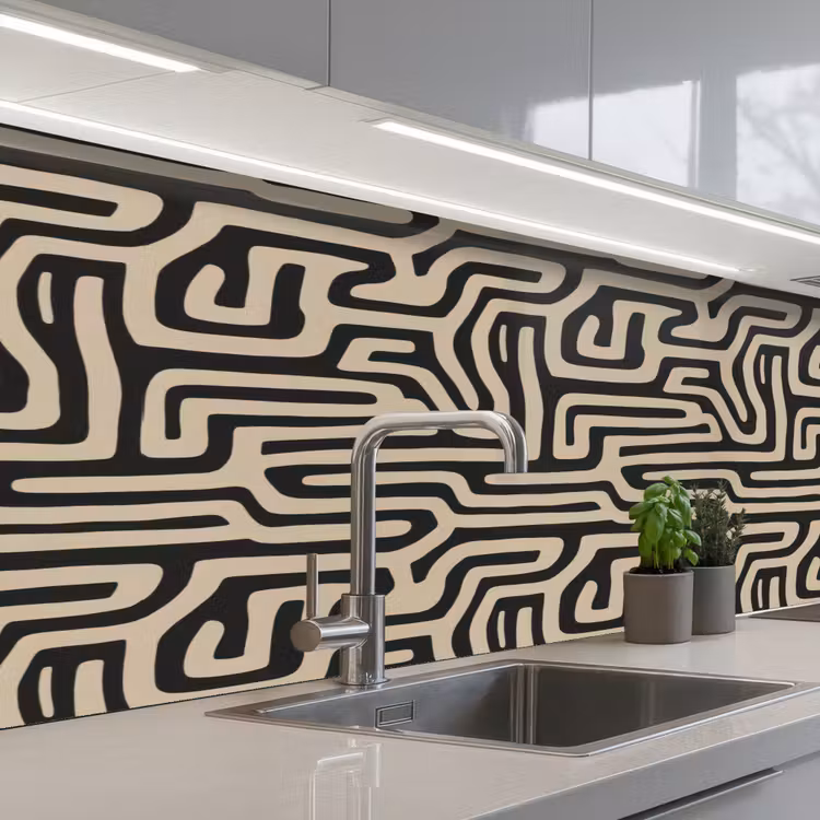 Kitchen splashback - Graphic - Lines - Black — 2