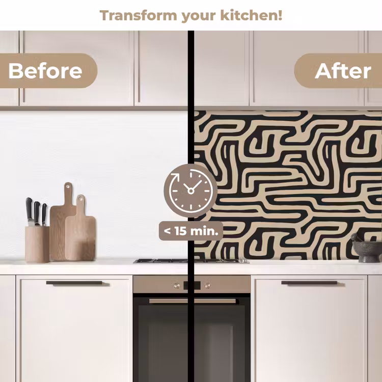 Kitchen splashback - Graphic - Lines - Black — 3