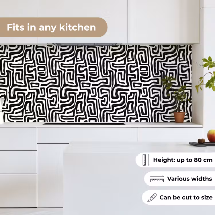 Kitchen splashback - Graphic - Lines - Black - White — 7
