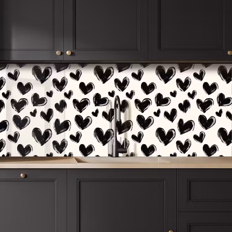Kitchen splashback - Hearts - Pattern - Black — 6