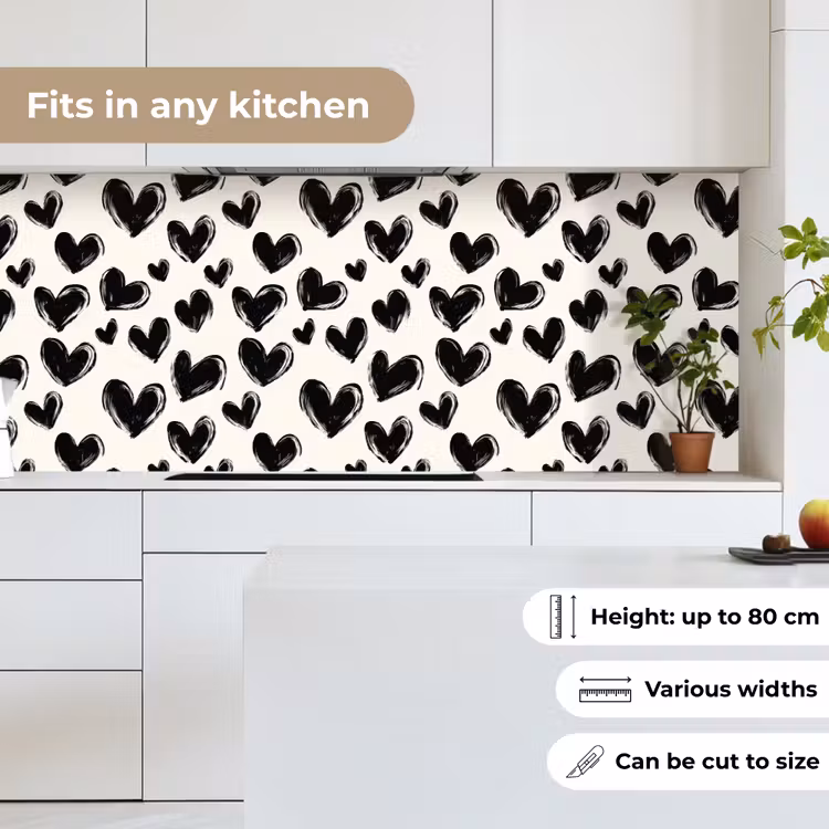 Kitchen splashback - Hearts - Pattern - Black — 7