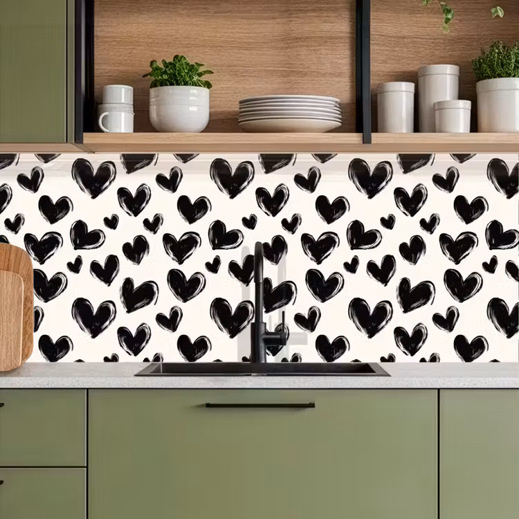 Kitchen splashback - Hearts - Pattern - Black — 8