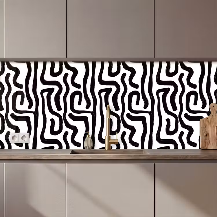 Kitchen splashback - Modern - Lines - Black — 1